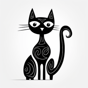 Abstract Black Cat Coloring Pages for Artists 4