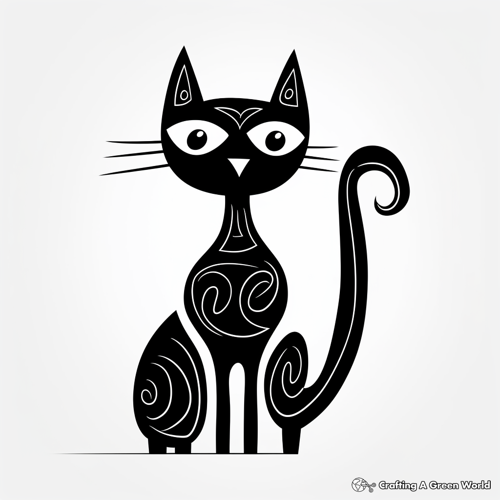Abstract Black Cat Coloring Pages for Artists 4