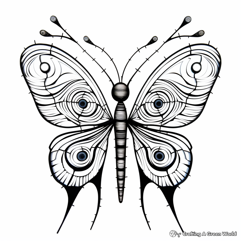 Abstract Blue Morpho Butterfly Coloring Pages for Creatives 2