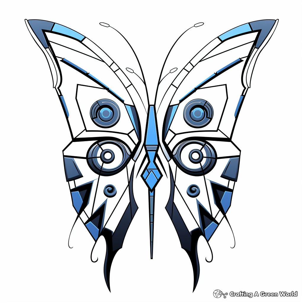 Abstract Blue Morpho Butterfly Coloring Pages for Creatives 3
