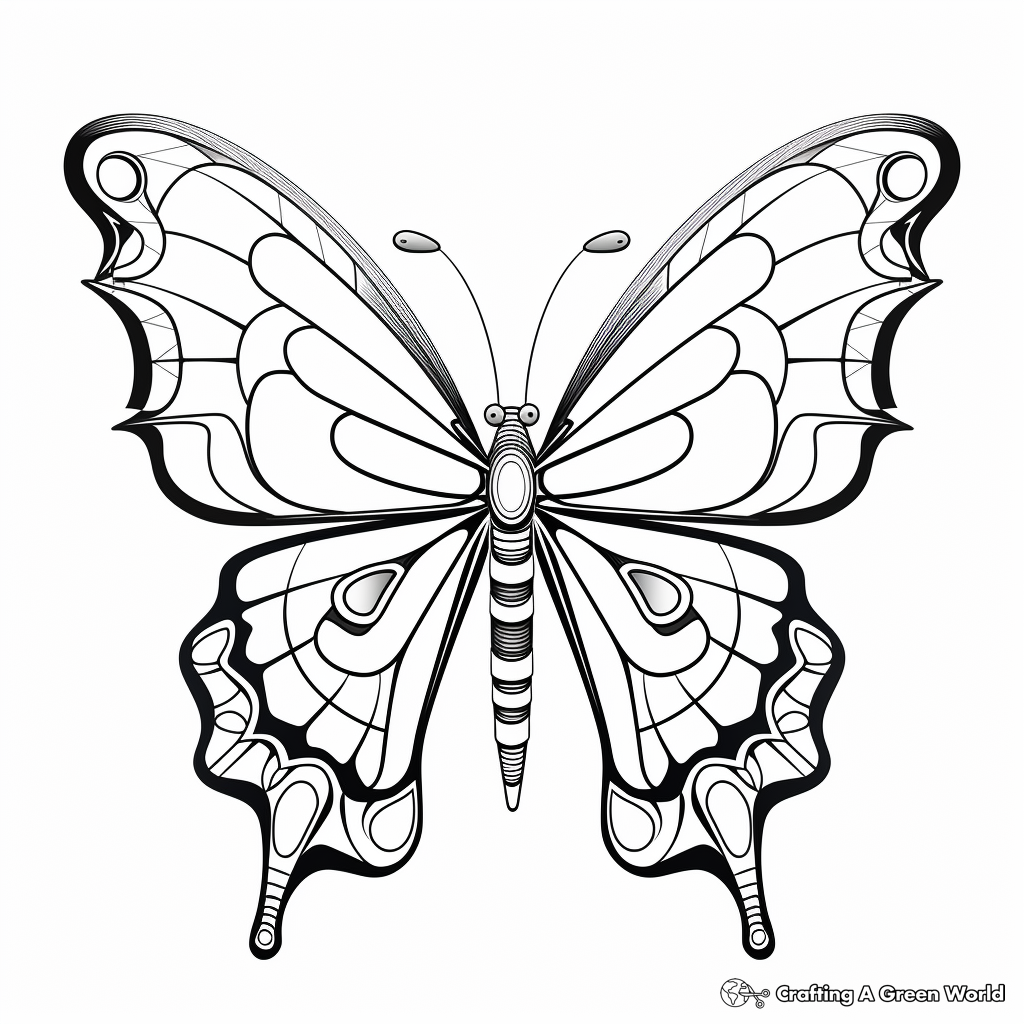 Abstract Blue Morpho Butterfly Coloring Pages for Creatives 4