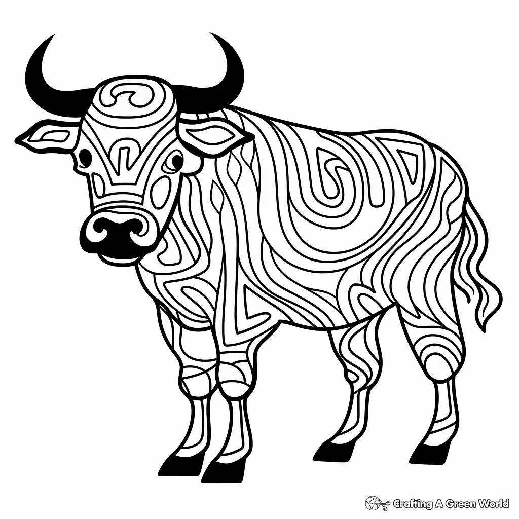 Abstract Buffalo Coloring Pages 1