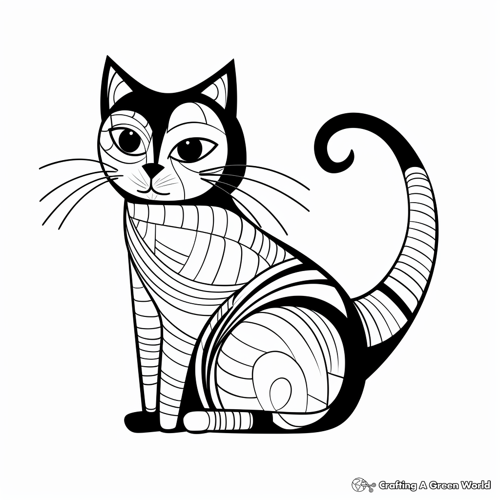 Abstract Calico Cat Art for Artists to Color 1