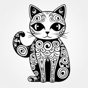 Abstract Calico Cat Art for Artists to Color 2