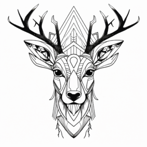 Abstract Deer Head Coloring Pages for Artists 2