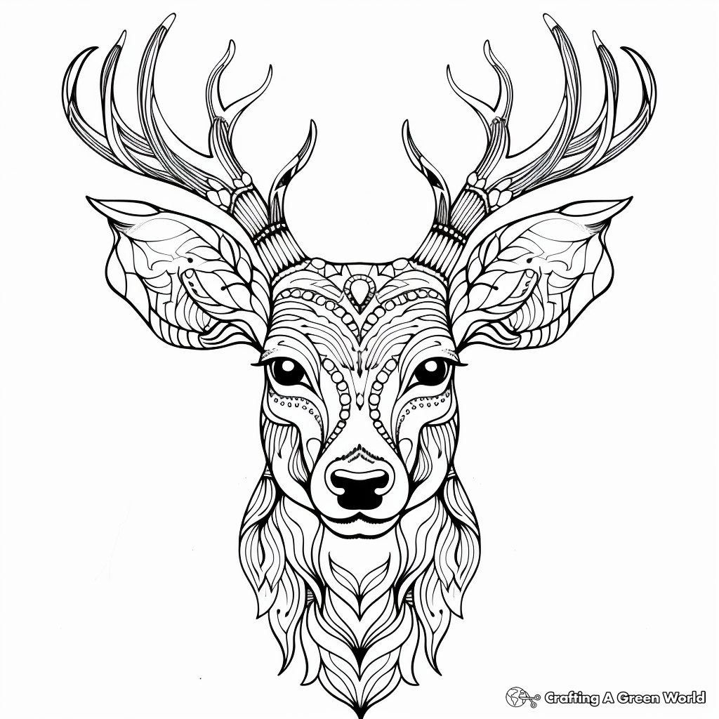 Abstract Deer Head Coloring Pages for Artists 4