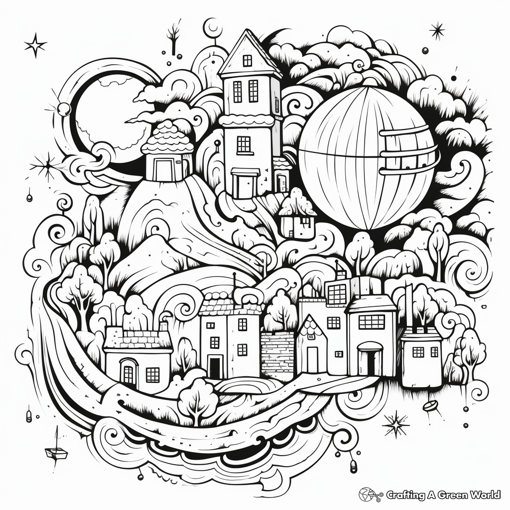 Abstract Earth Coloring Pages for the Artistic 4