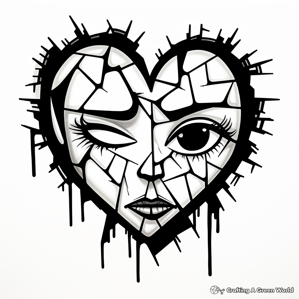 Abstract Expression Broken Heart Coloring Pages 2