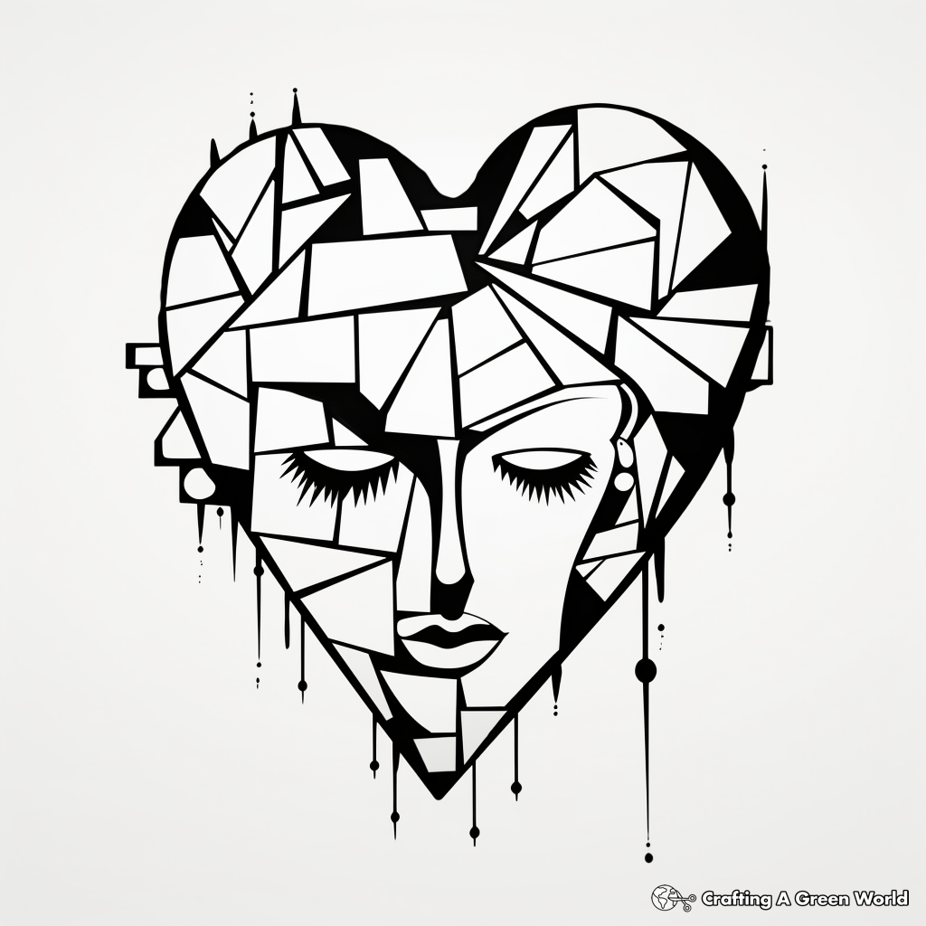 Abstract Expression Broken Heart Coloring Pages 4