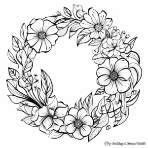 Abstract Floral Wreath Coloring Pages for Artists 1