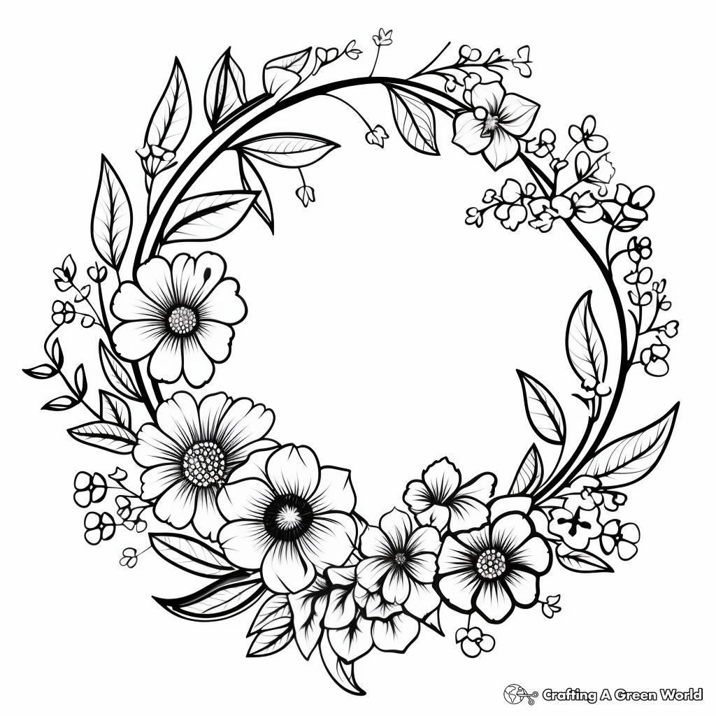 Abstract Floral Wreath Coloring Pages for Artists 2