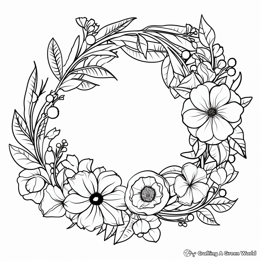 Abstract Floral Wreath Coloring Pages for Artists 4