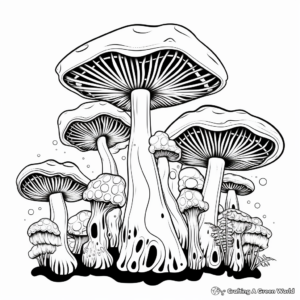 Abstract Forest Mushroom Coloring Pages 1