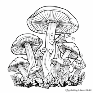 Abstract Forest Mushroom Coloring Pages 2