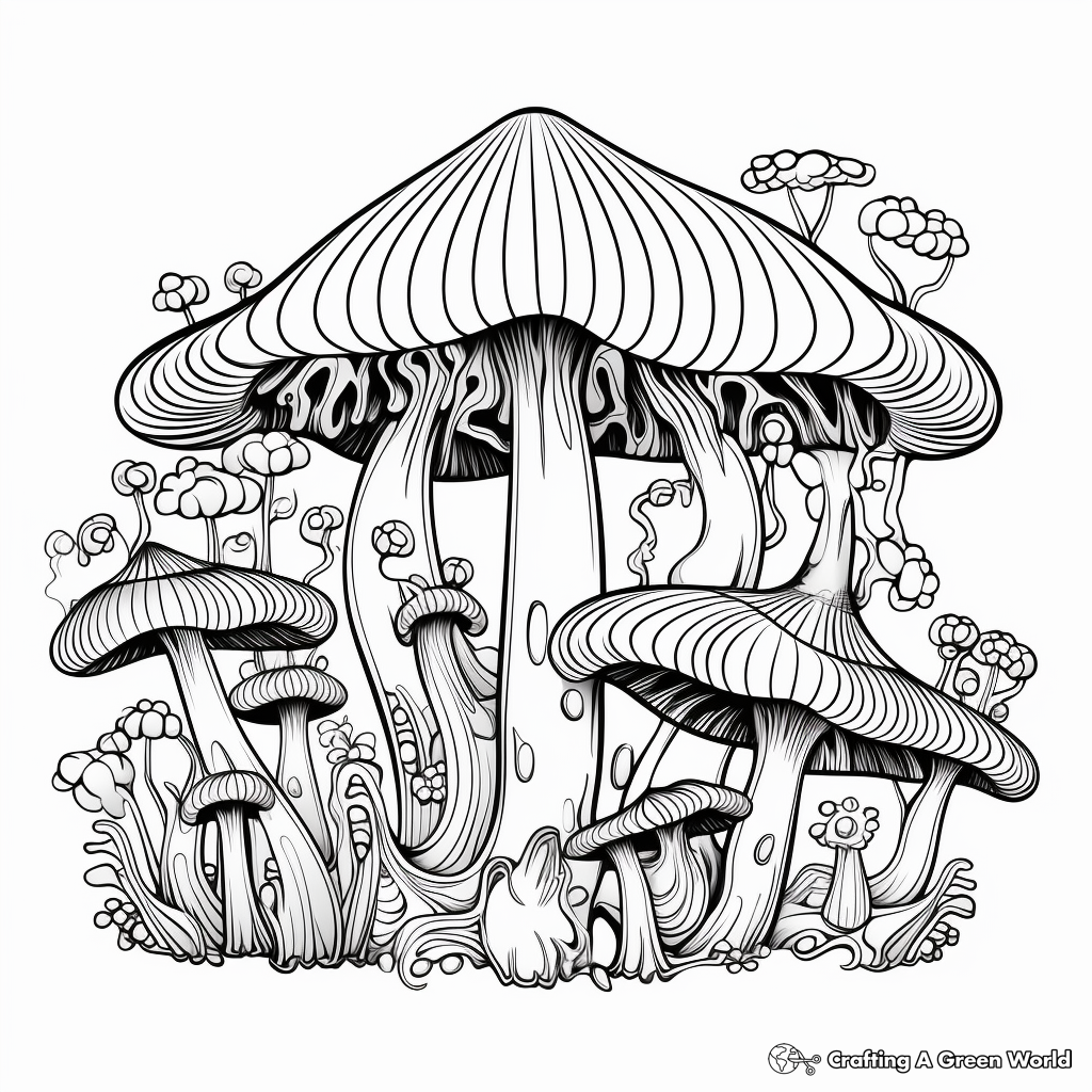 Abstract Forest Mushroom Coloring Pages 3