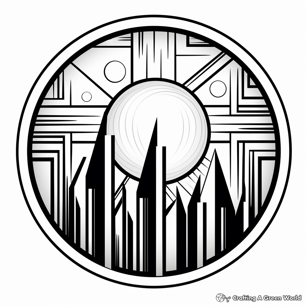 Abstract Geometric Full Moon Coloring Pages 1