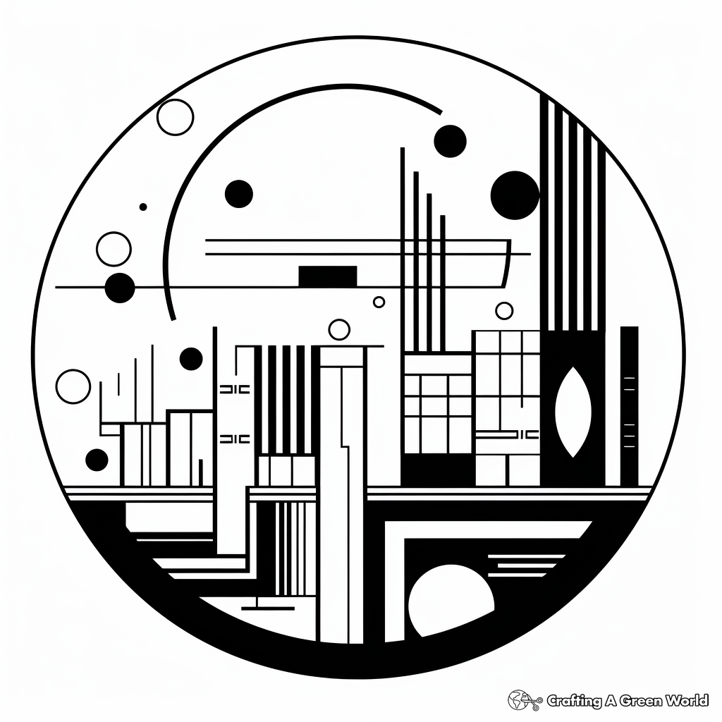 Abstract Geometric Full Moon Coloring Pages 2