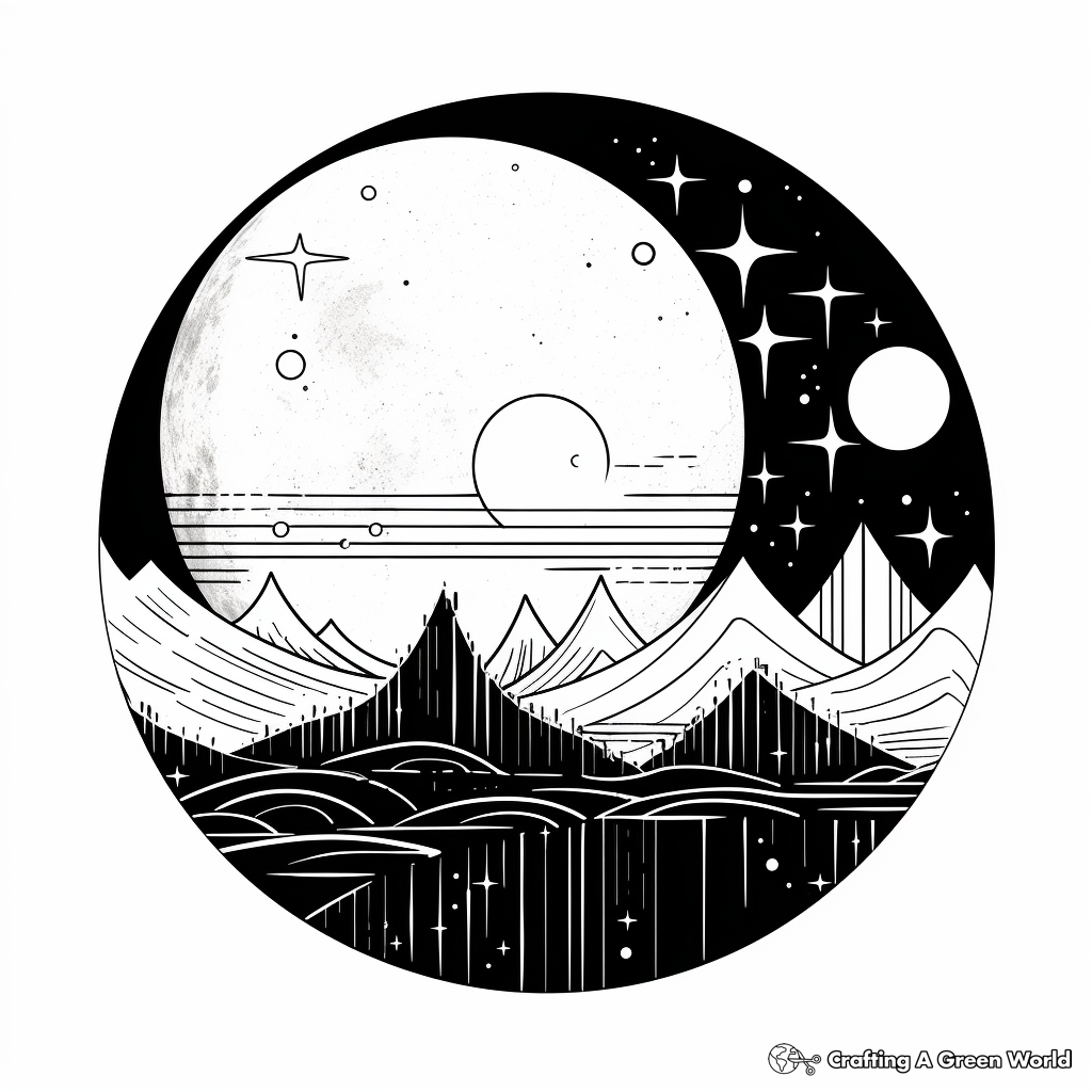 Abstract Geometric Full Moon Coloring Pages 4