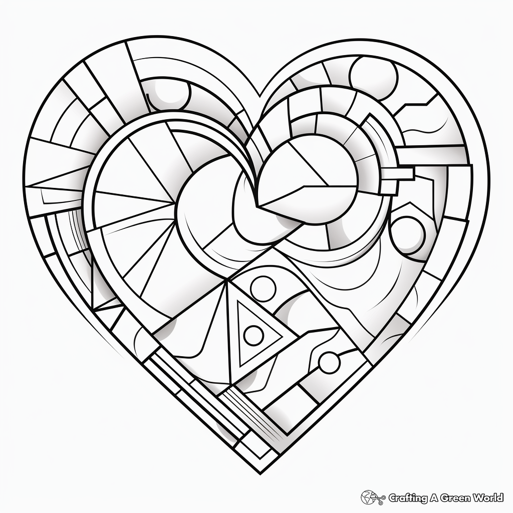 Abstract Heart Geometry Coloring Pages 1