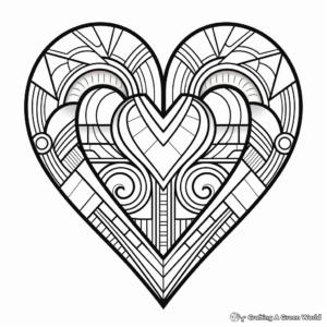 Abstract Heart Geometry Coloring Pages 3