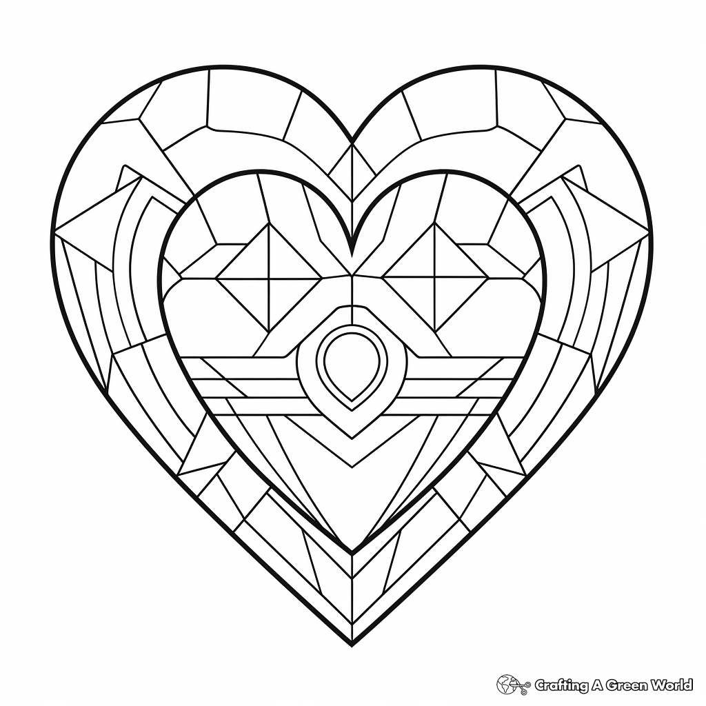 Abstract Heart Geometry Coloring Pages 4