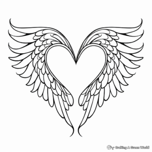 Abstract Heart with Wings Coloring Pages for Adults 1