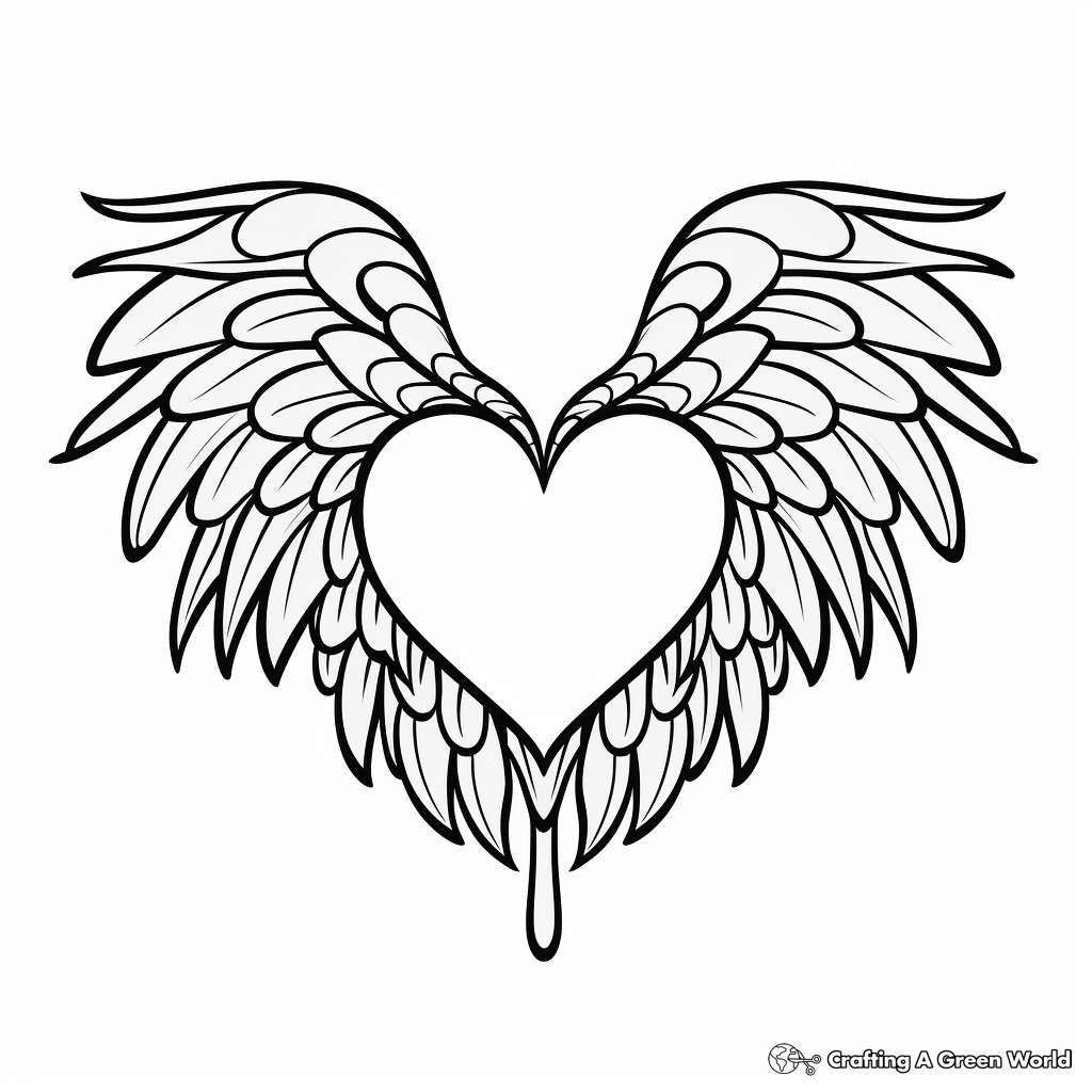Abstract Heart with Wings Coloring Pages for Adults 3