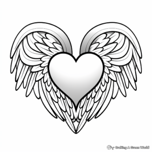 Abstract Heart with Wings Coloring Pages for Adults 4