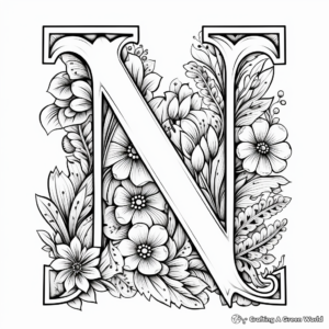 Abstract Letter N Coloring Pages for Adults 1
