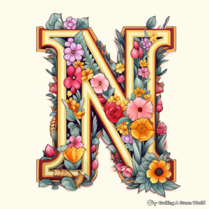 Abstract Letter N Coloring Pages for Adults 2