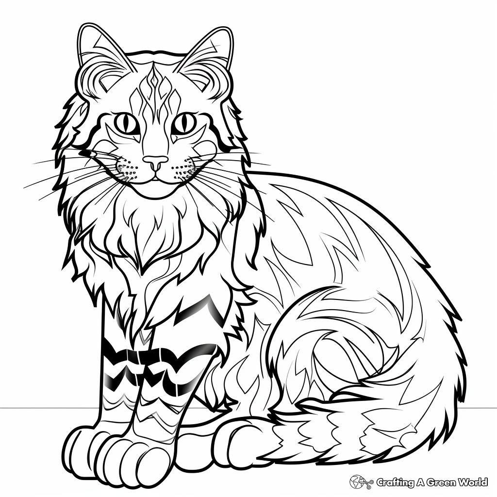 Abstract Maine Coon Cat Coloring Pages 4