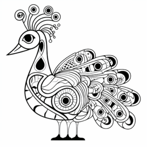 Abstract Peacock Design Coloring Pages 1