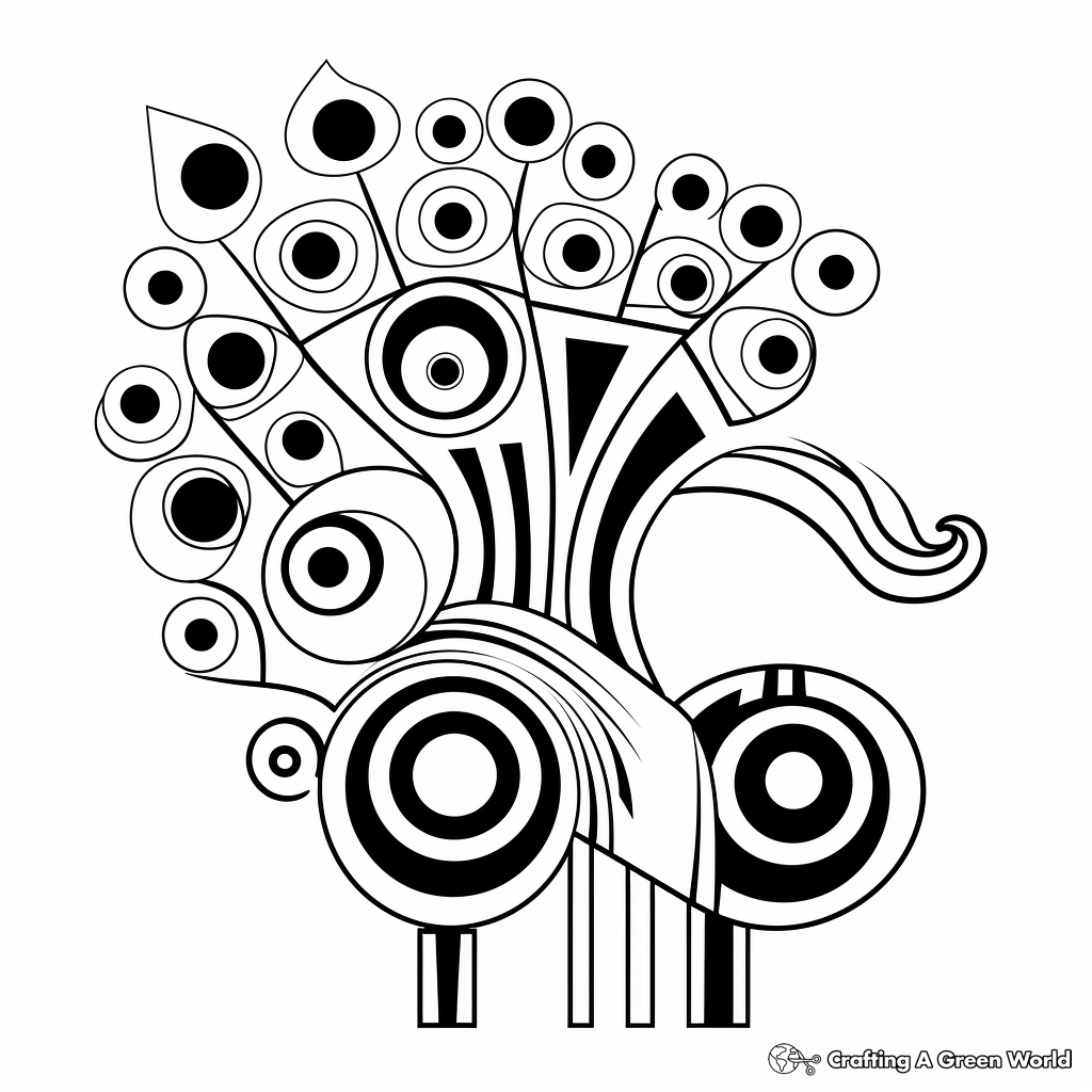 Abstract Peacock Design Coloring Pages 2
