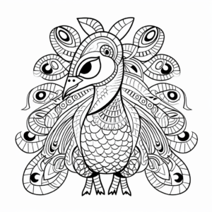 Abstract Peacock Design Coloring Pages 4