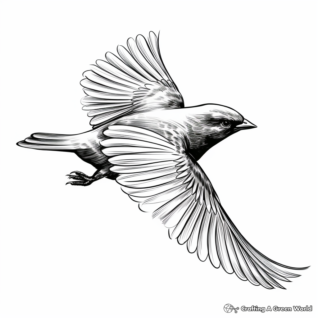 Abstract Red-Winged Blackbird Art Coloring Pages 1