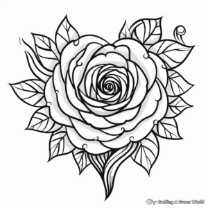 Abstract Rose Heart Coloring Pages for Artists 1
