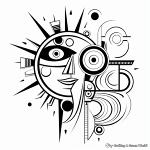Abstract Sun and Moon Coloring Pages for Adults 3