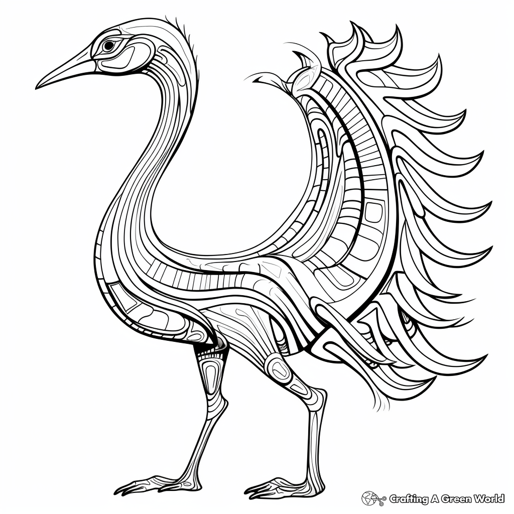 Abstract Therizinosaurus Coloring Pages for Adults 1