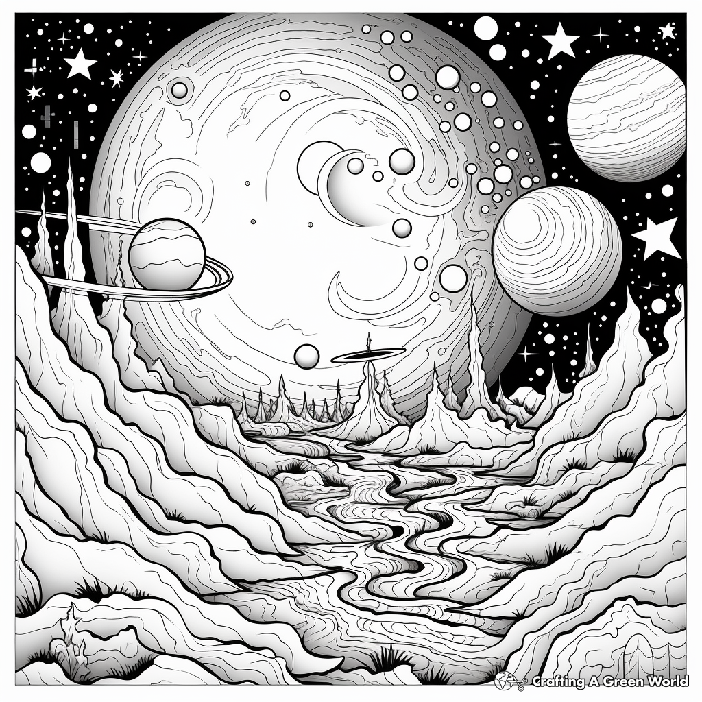 Abstract Universe Coloring Pages for Artful Relaxation 1
