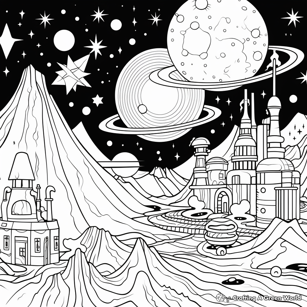 Abstract Universe Coloring Pages for Artful Relaxation 3