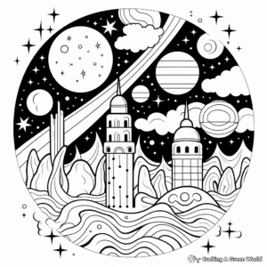 Abstract Universe Coloring Pages for Artful Relaxation 4