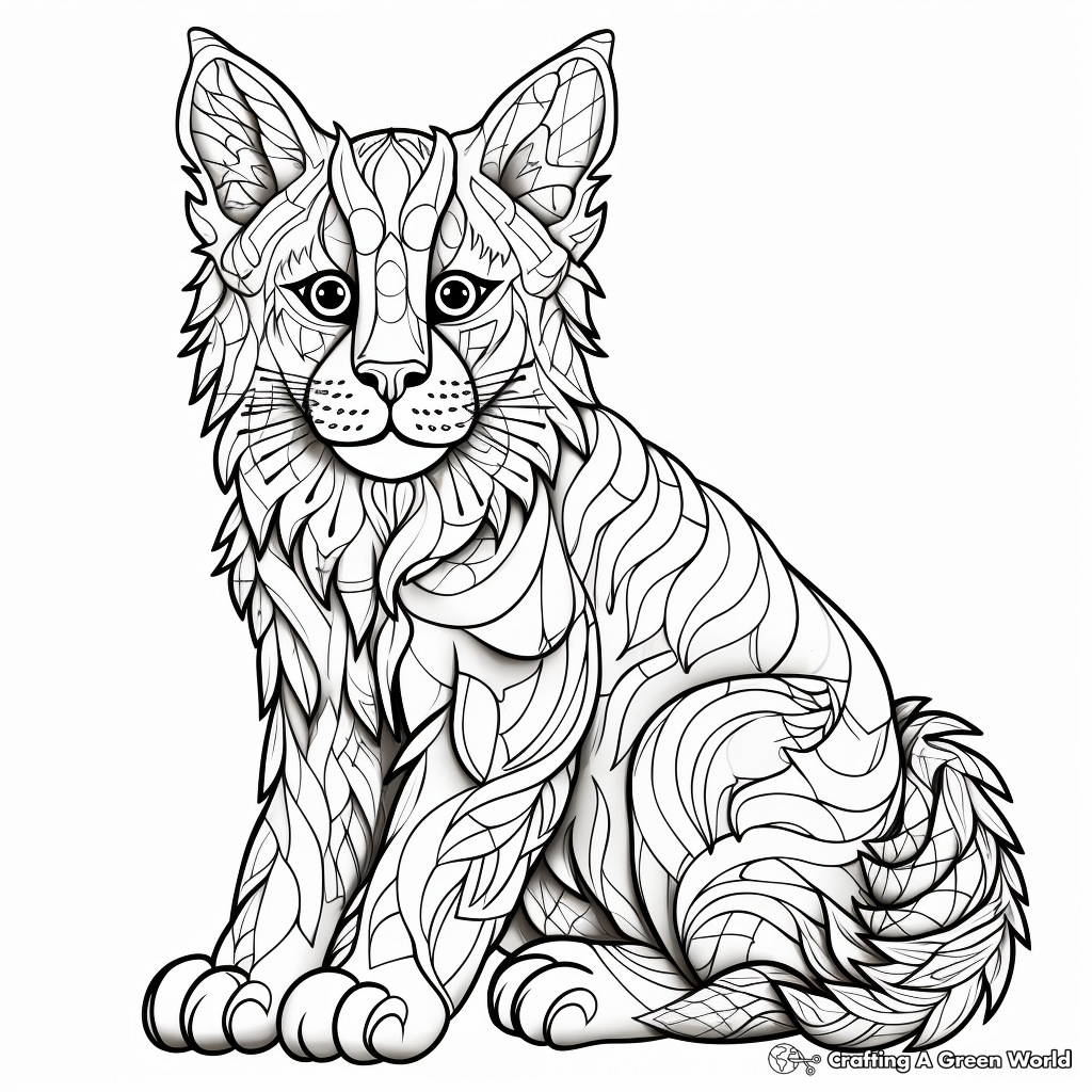 Abstract Wilderness Bobcat Coloring Pages for Artists 1