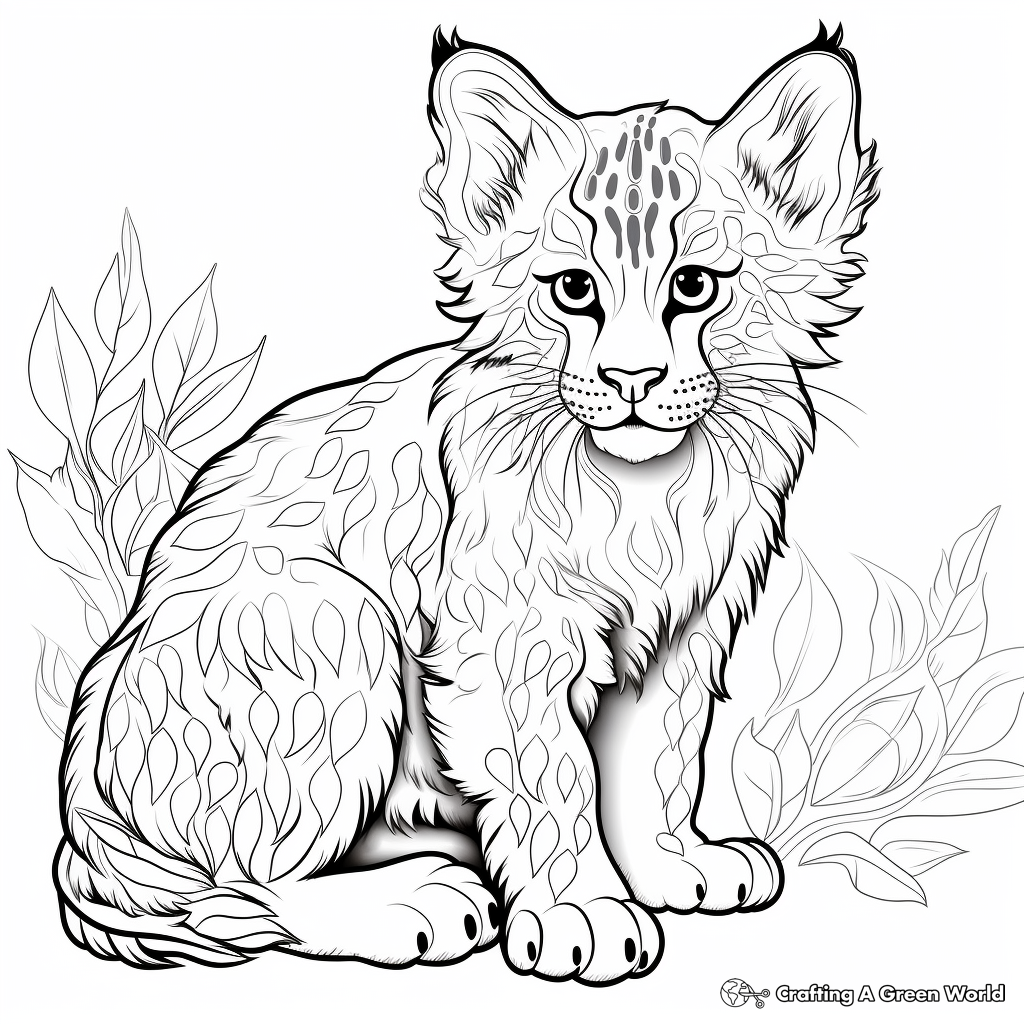 Abstract Wilderness Bobcat Coloring Pages for Artists 2