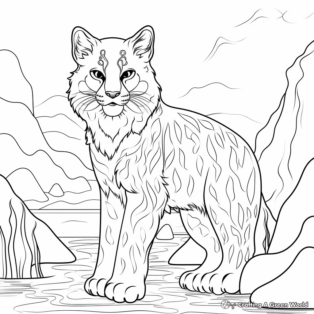 Abstract Wilderness Bobcat Coloring Pages for Artists 4