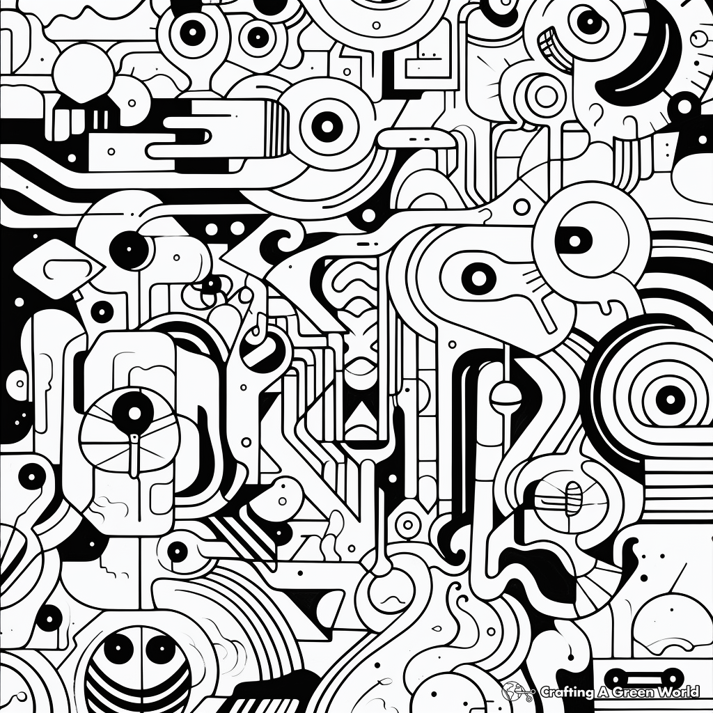 Abstract, Years '70 Inspired Coloring Pages 1
