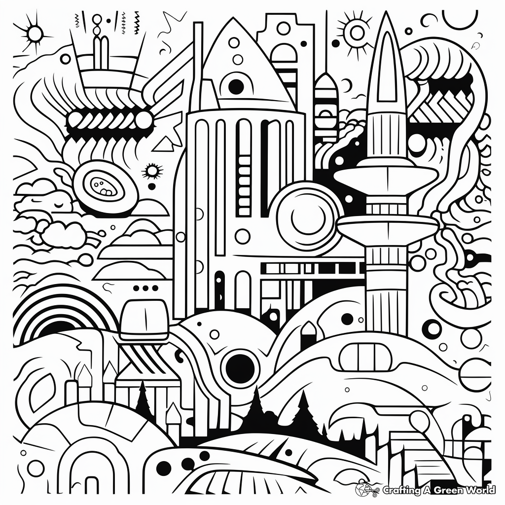 Abstract, Years '70 Inspired Coloring Pages 3