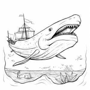 Action-Based Blue Whale Chasing Prey Coloring Pages 2