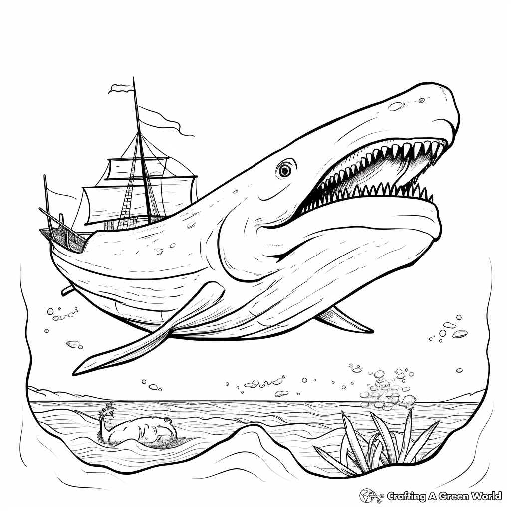 Action-Based Blue Whale Chasing Prey Coloring Pages 2