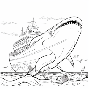 Action-Based Blue Whale Chasing Prey Coloring Pages 4