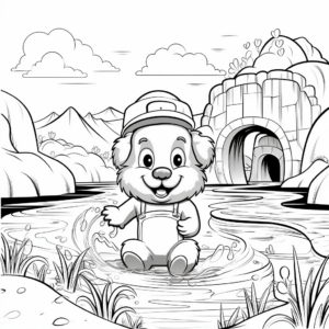 Action-Filled Beaver Building Dam Coloring Pages 2